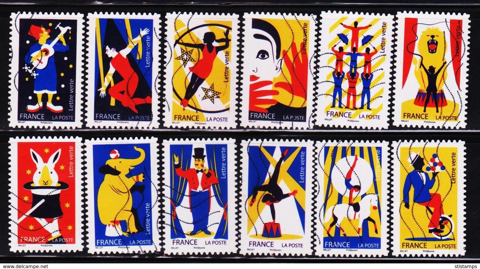 FRANCE -2017, CIRCUS 12V SET USED STAMPS #K35 - Used Stamps
