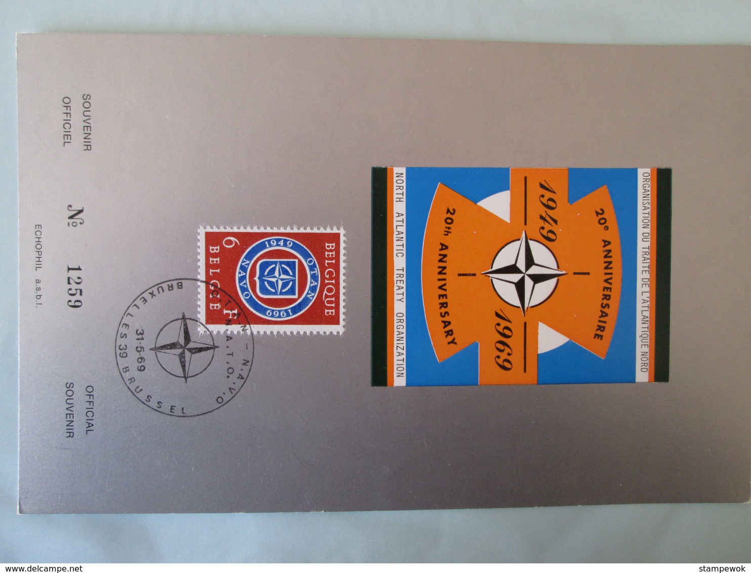 1969 Belgium - NATO 20th Anniversary - FDC Souvenir Card (Flags)(Militaria) - NATO