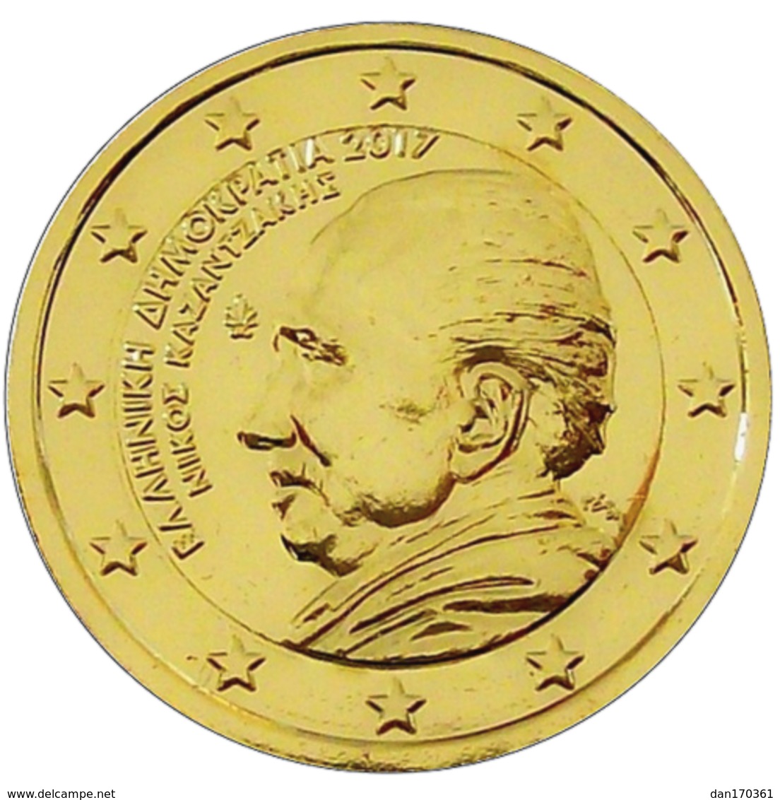 GRECE 2017 - 2 EUROS COMMEMORATIVE - KASANTZAKIS -  PLAQUE OR - Grèce