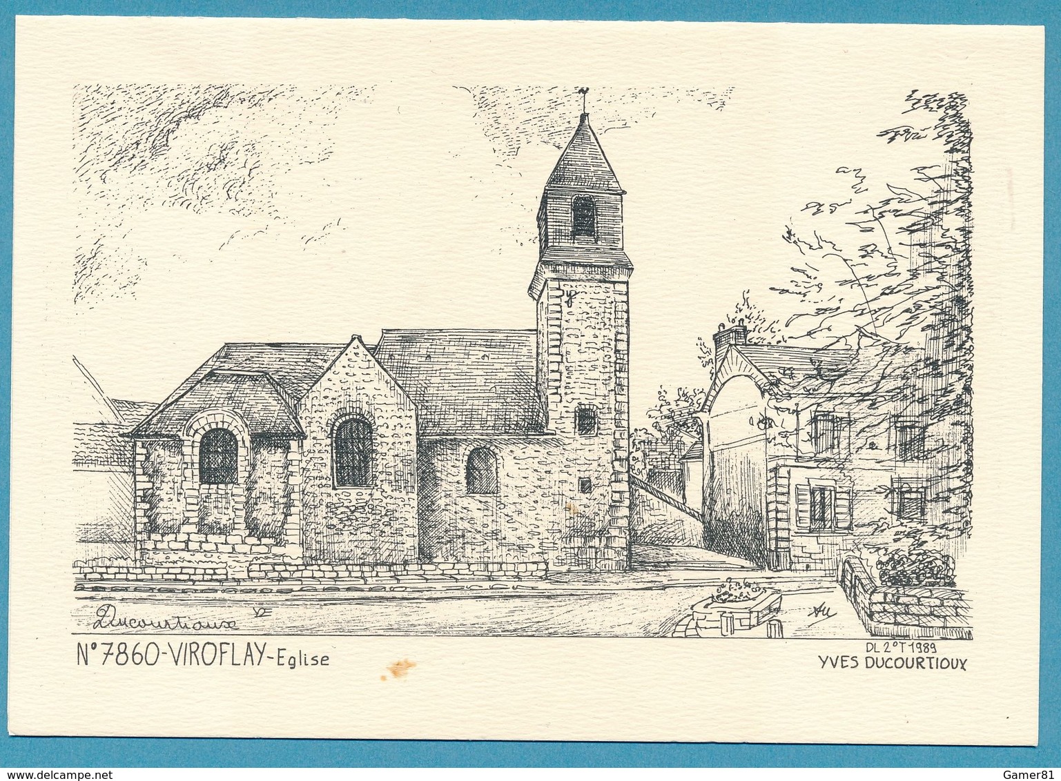 VIROFLAY - Eglise - Dessin Yves Ducourtioux - Carte Double - Viroflay