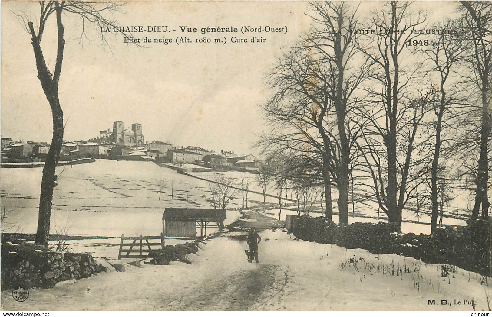 LA CHAISE DIEU VUE GENERALE NORD OUEST EFFET DE NEIGE - La Chaise Dieu