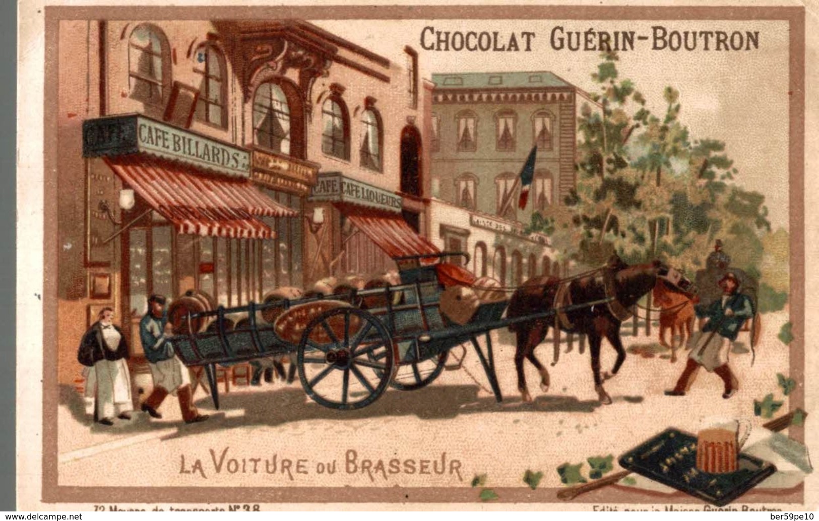 CHROMO CHOCOLAT GUERIN-BOUTRON PARIS  LA VOITURE DU BRASSEUR - Guerin Boutron