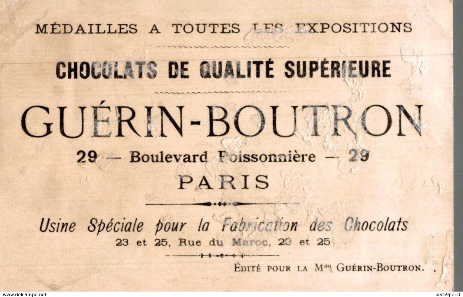 CHROMO CHOCOLAT GUERIN-BOUTRON PARIS  LA VOITURE DU BRASSEUR - Guerin Boutron