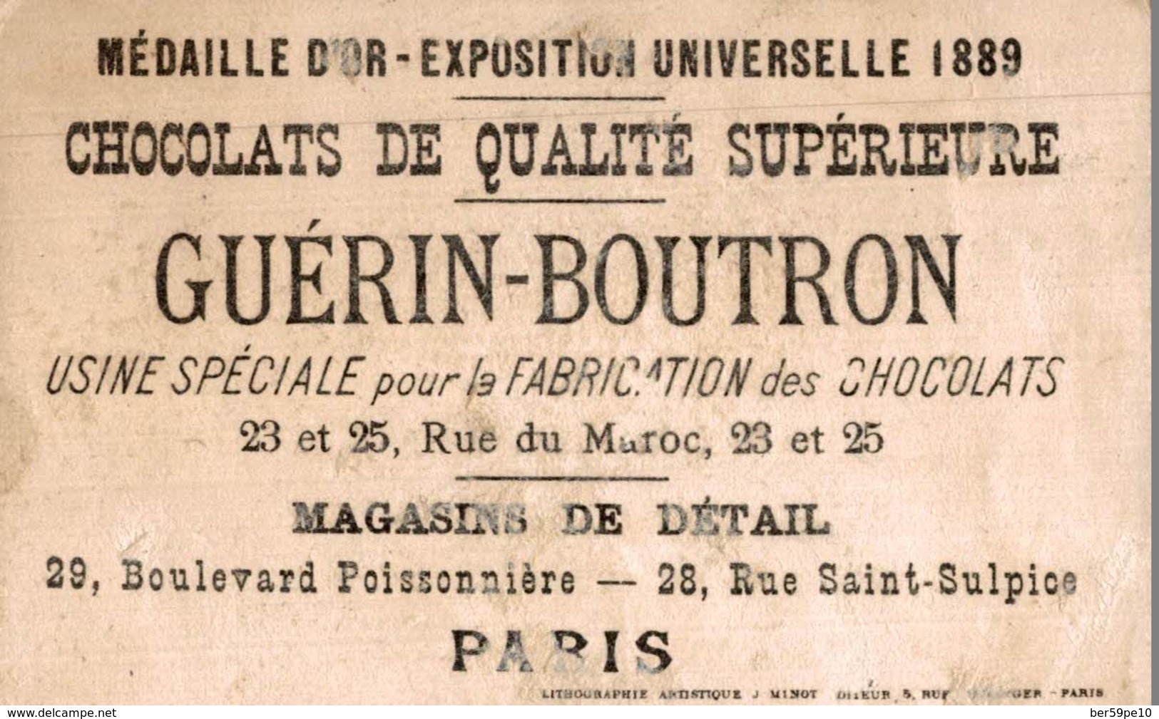 CHROMO CHOCOLAT GUERIN-BOUTRON PARIS VOUS M'FREZ DEUX JOURS D'SALE DE POLICE... - Guérin-Boutron