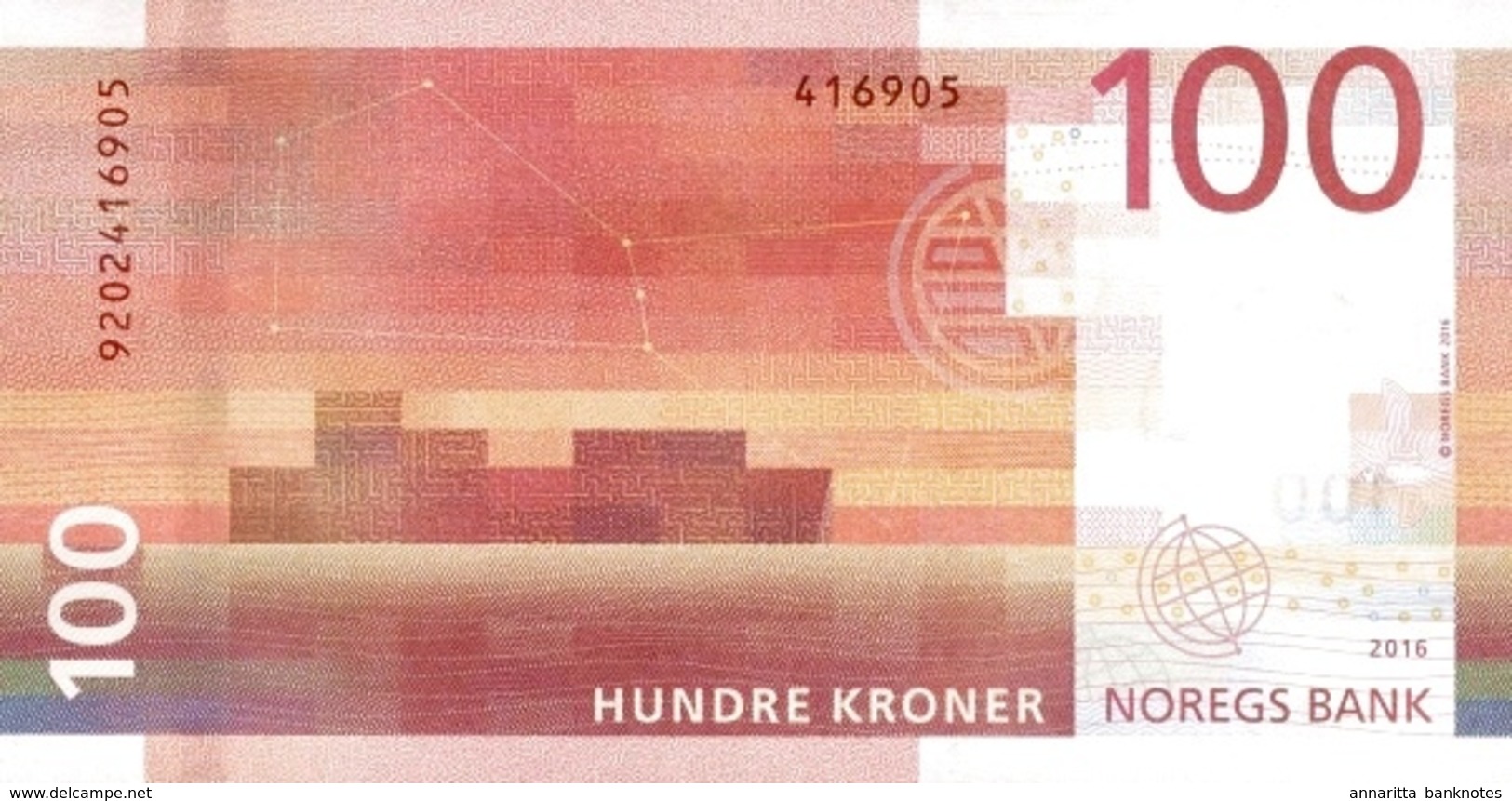 NORWAY 100 KRONER 2016 P-54a UNC [NO054a] - Norvegia