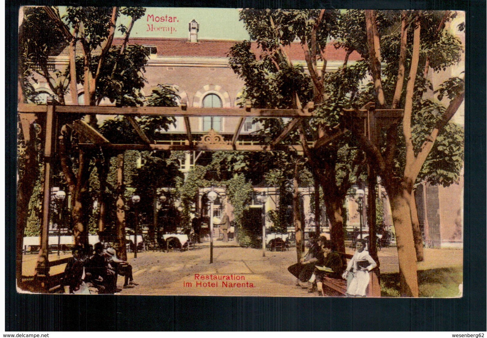 BOSNIA Mostar Restauration Im Hotel Narenta Ca 1910 OLD POSTCARD 2 Scans - Bosnië En Herzegovina