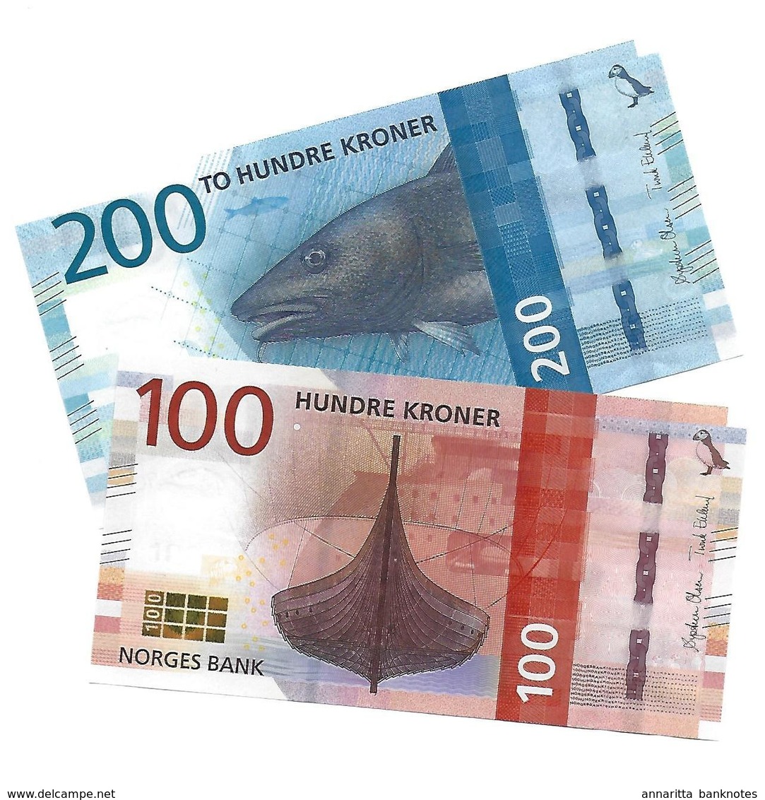 NORWAY 100 & 200 KRONER 2016 P.54-55 UNC [NO054a-55a] - Norway