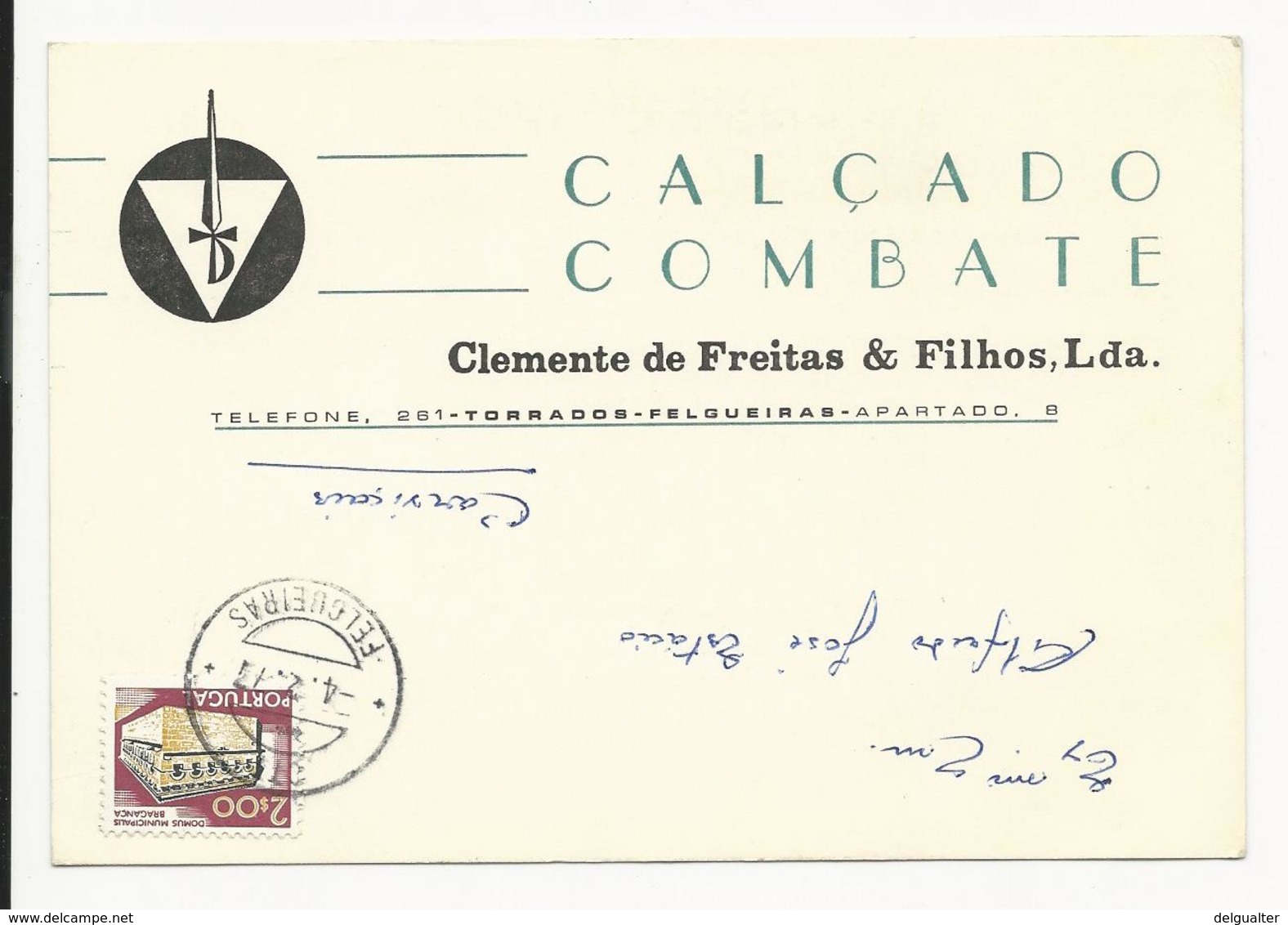 Commercial Card * Portugal * 1977 * Felgueiras * Calçado Combate - Lettres & Documents