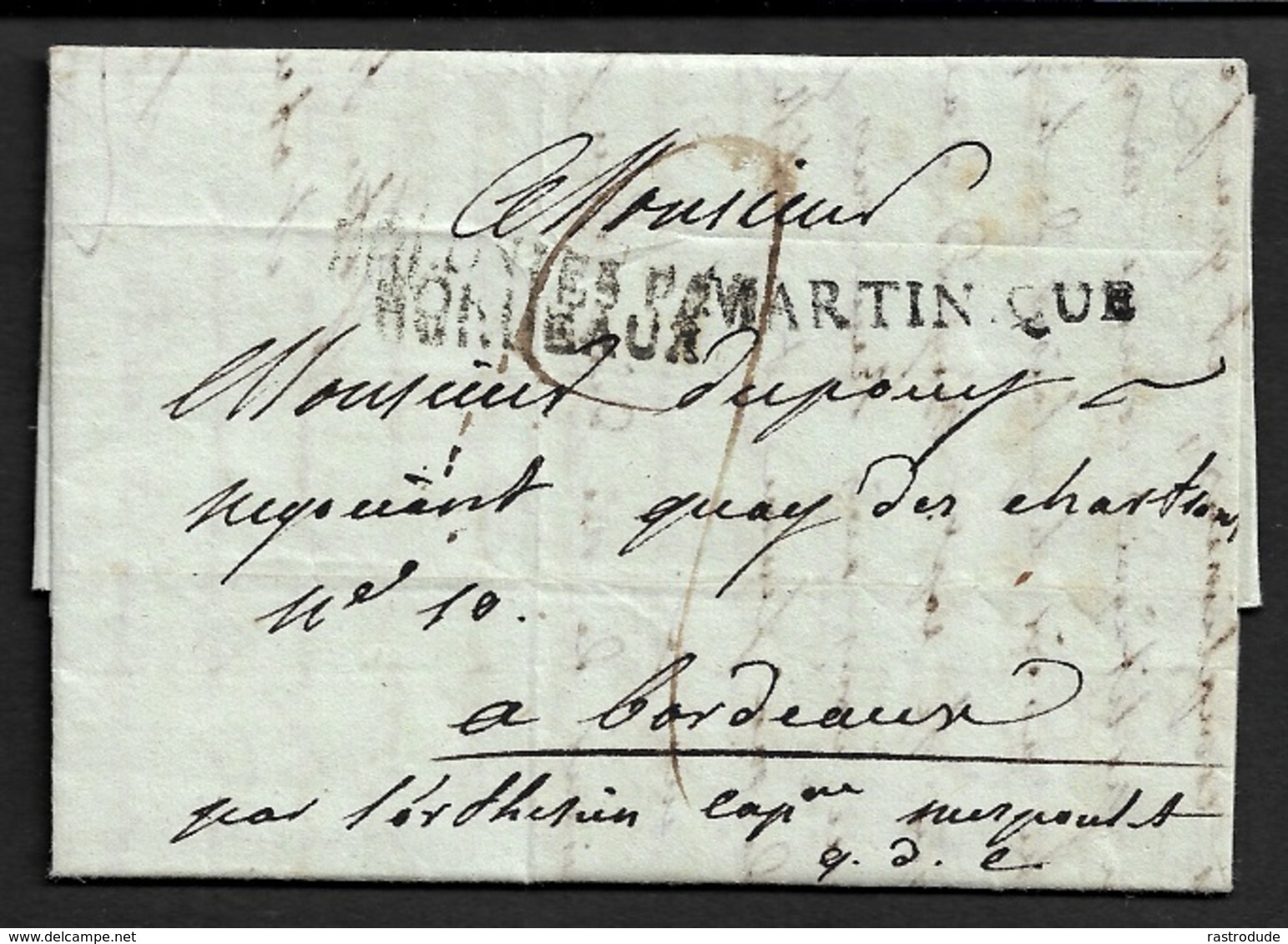 1817 LAC . MARTINIQUE St. PIERRE A BORDEAUX - COLONIES PAR BORDEAUX - Q.D.C QUE DIEU CONDUISE - 1701-1800: Précurseurs XVIII