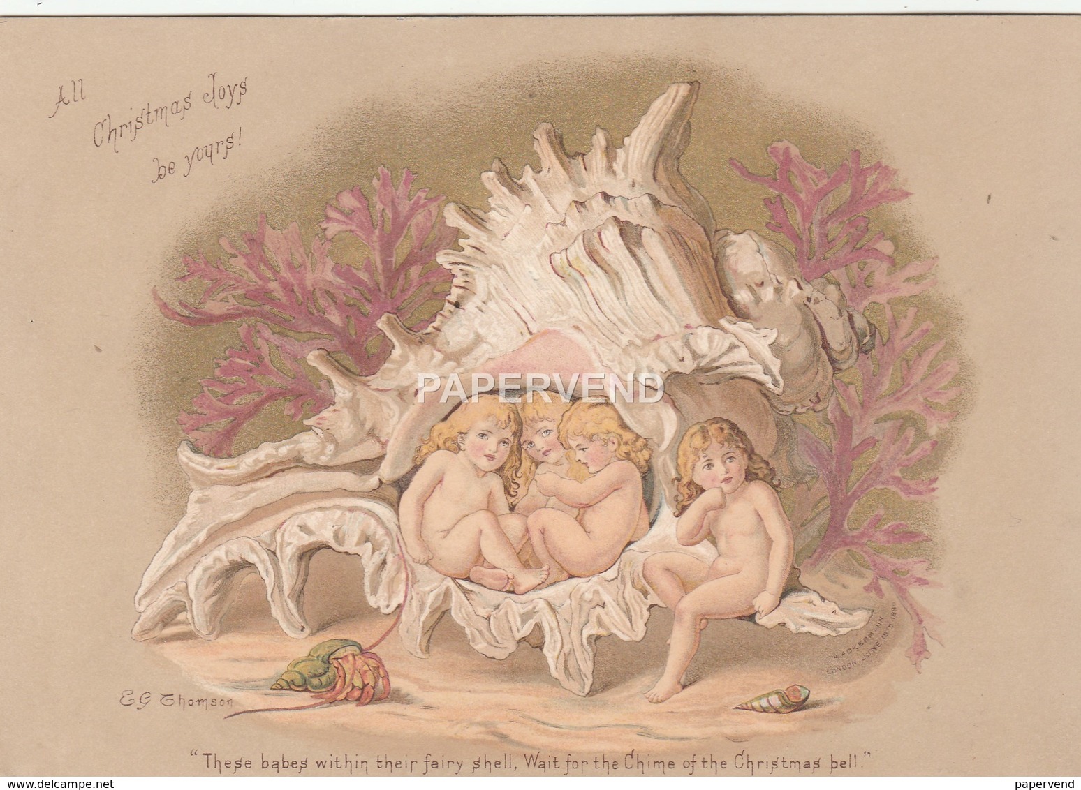 Greeting Card  E.G. Thomson   Children Sheltering In A Shell    Egc175 - Unclassified