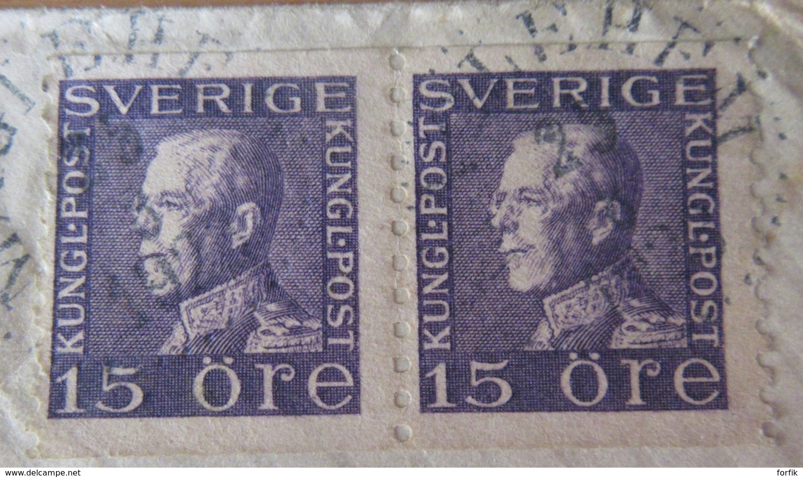 Suède / Sverige - Enveloppe Vers Etats-Unis (Minnesota) - Paire Timbres 15 Öre YT N°128 - Cachet 1922 - 1920-1936 Rouleaux I