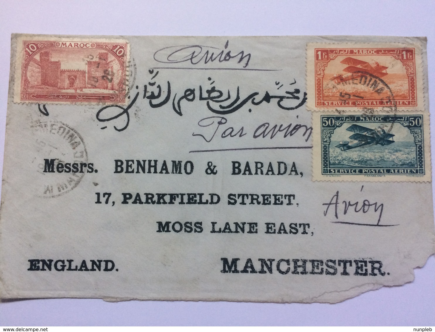 MOROCCO 1926 Air Mail Cover Casablanca To Manchester England - Morocco (1956-...)