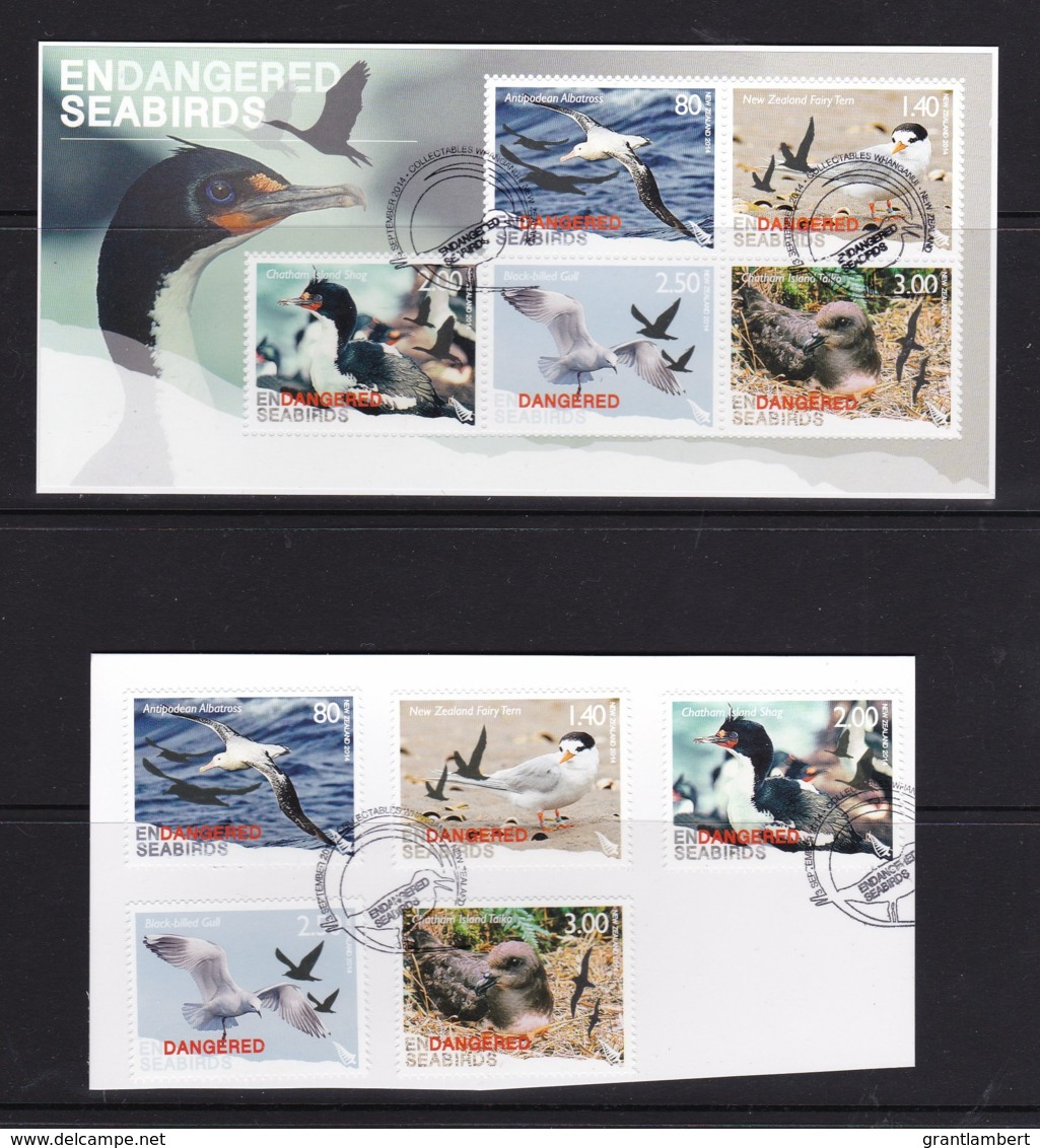 New Zealand 2014 Endangered Seabirds Set Of 5 + Minisheet Used - Gebruikt