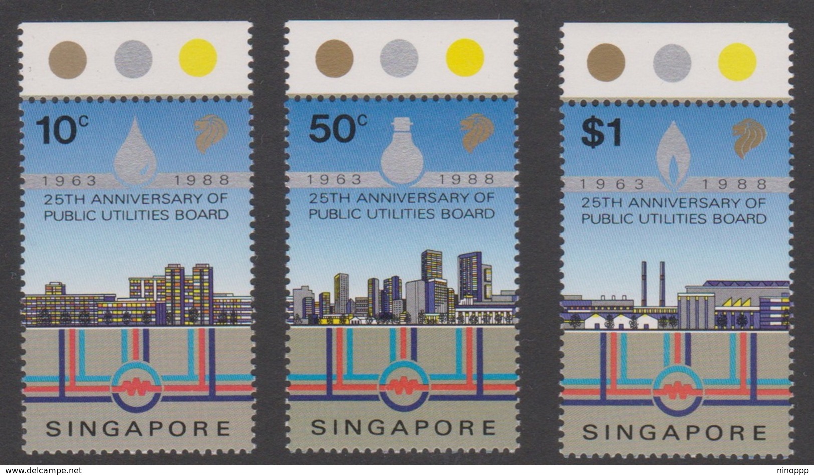 Singapore 583-585 1988 25th Anniversary Of Public Utilities Board, Mint Never Hinged - Singapore (1959-...)