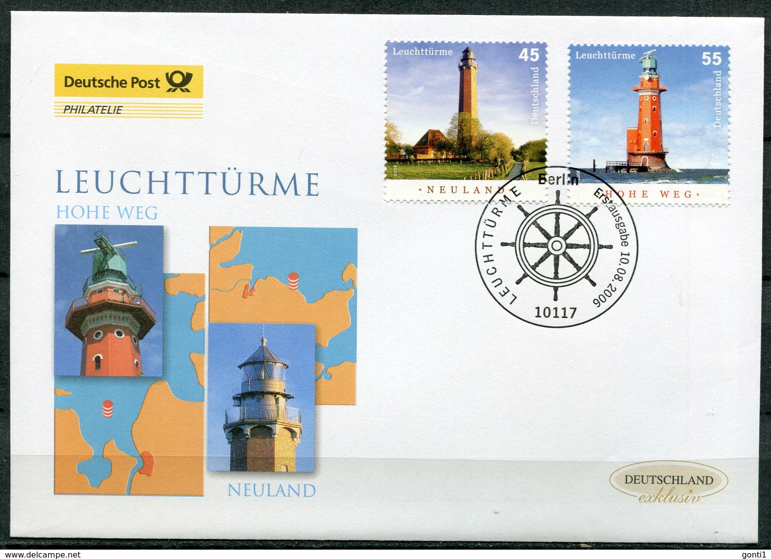 First Day Cover Germany 2006 Mi. Nr.2555/56 Ersttagsbrief "Leuchttürme-Neuland Und Hohe Weg " 1 FDC - Leuchttürme