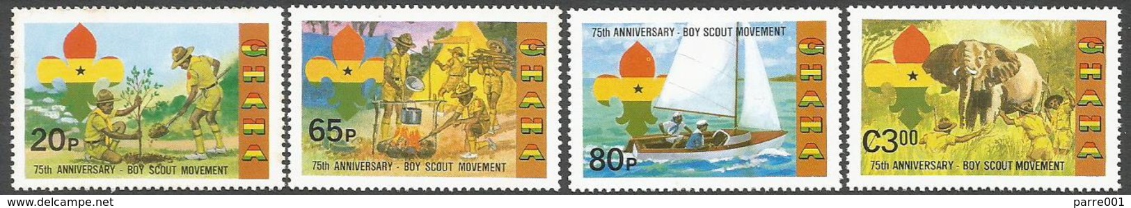 Ghana 1982 Scouting Baden Powell Tree Planting Sailing Fire Elephant Michel Set 940-943 Mint - Ghana (1957-...)