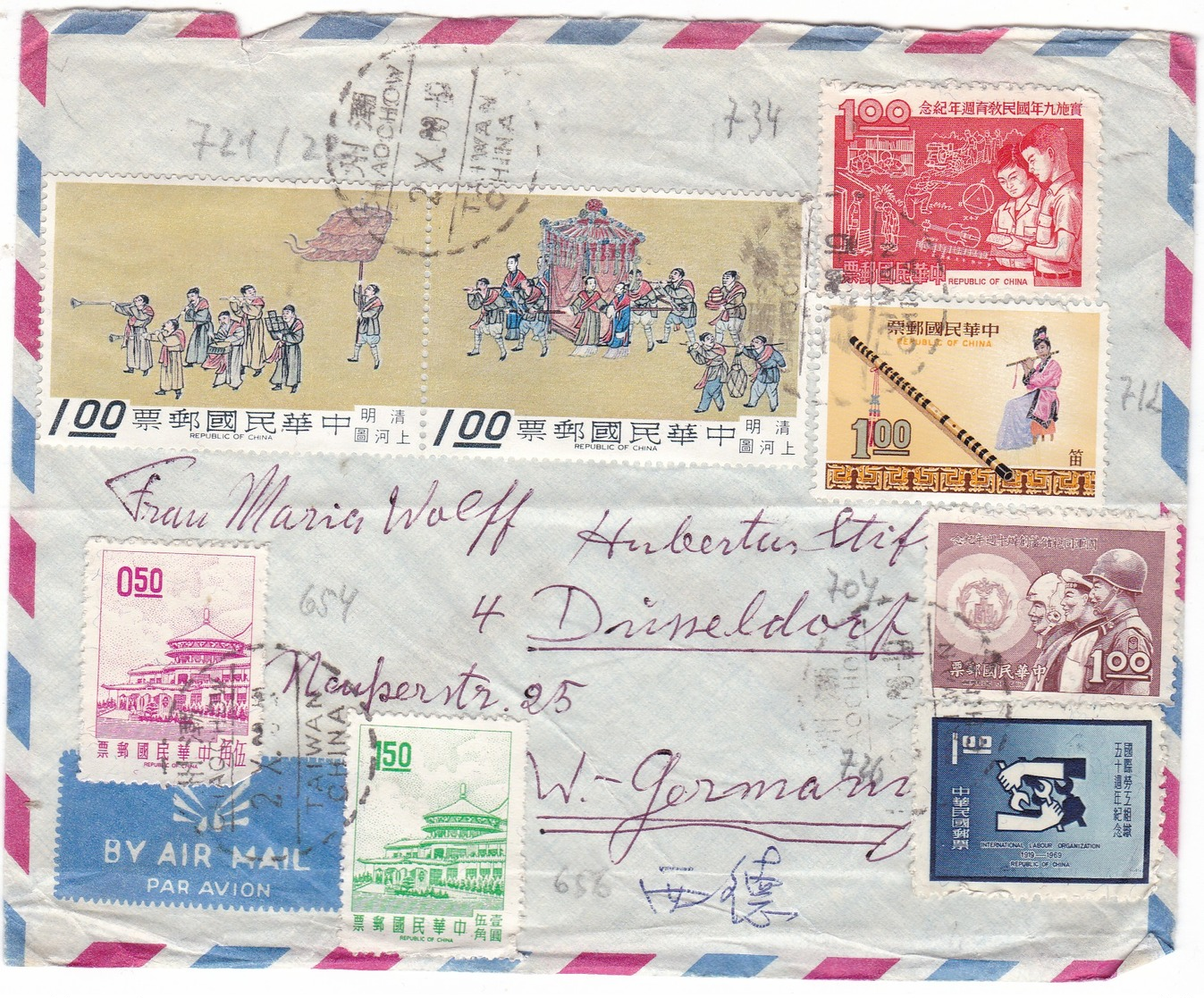 #8941 China, Taiwan, Pingtung - Chaochow Cover Air Mail Mailed 1969: Several Stamps - Lettres & Documents