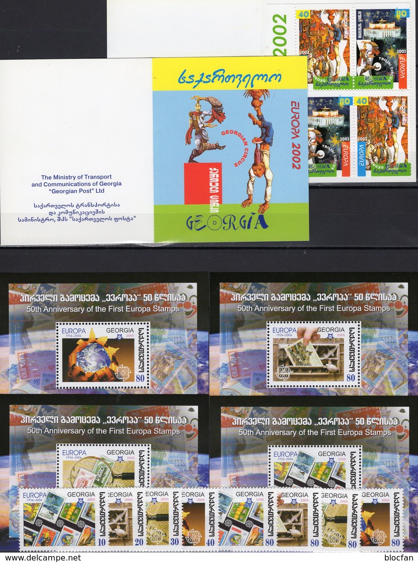 Zirkus 2002 Georgien 397/8MH,507/4+Blocks 35/38 ** 42€ EUROPA Artist Clown Tiflis Hb Blocs Ss Booklet 50 Years CEPT - Géorgie