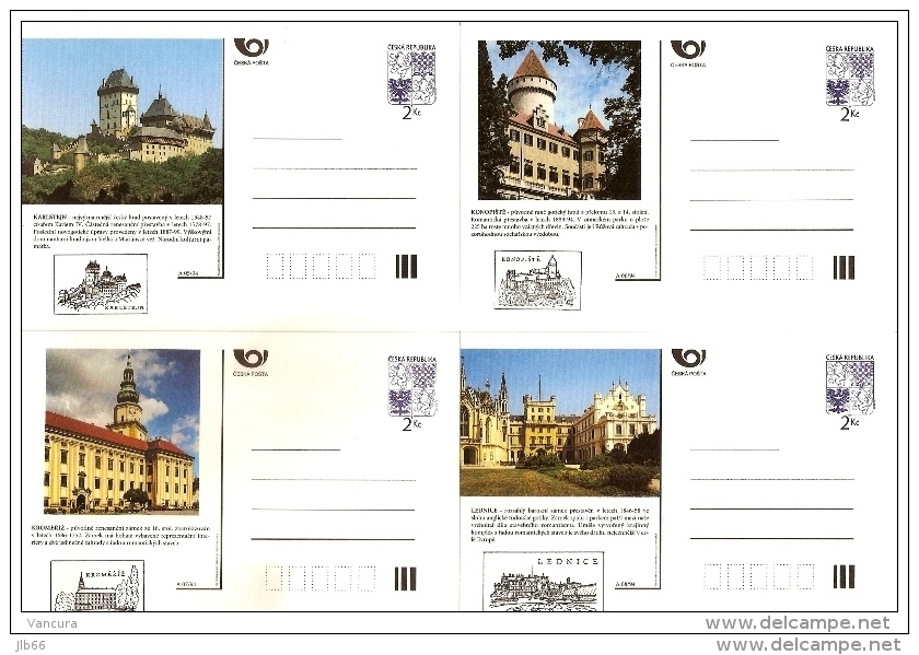 Série Complète Châteaux Et Architecture1994 Avec Cachet Du Château De 16 Cartes A 1/16 Michel P 8 II - Cartes Postales