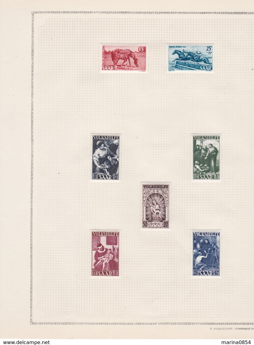 Sarre (Saarland) - Collection  (Sammlung) timbres neufs (ungebraucht) avec charnière