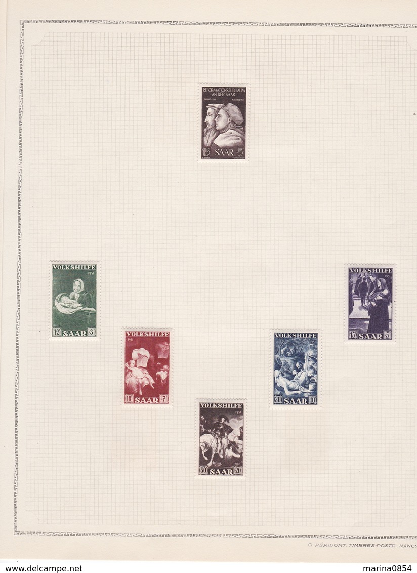 Sarre (Saarland) - Collection  (Sammlung) timbres neufs (ungebraucht) avec charnière