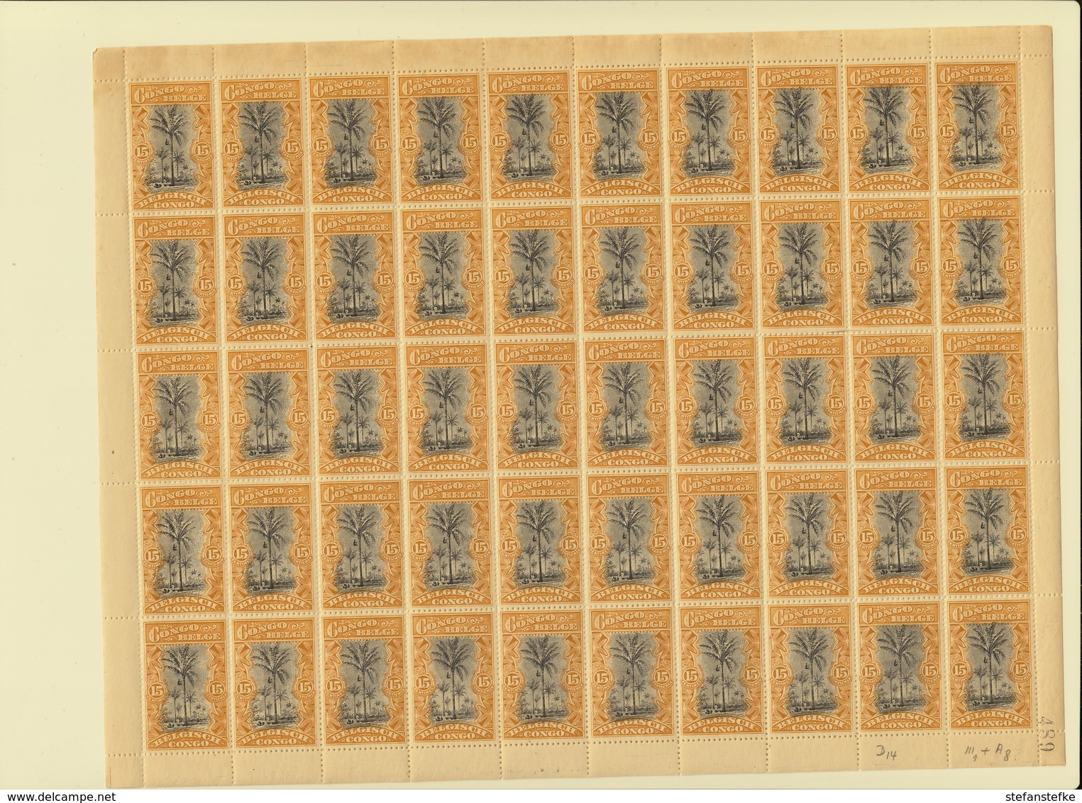 Congo Belge Ocb Nr: 56 ** MNH (zie Scan) III1 A8 T14 4 Timbres Gomme Abimé - Feuilles Complètes