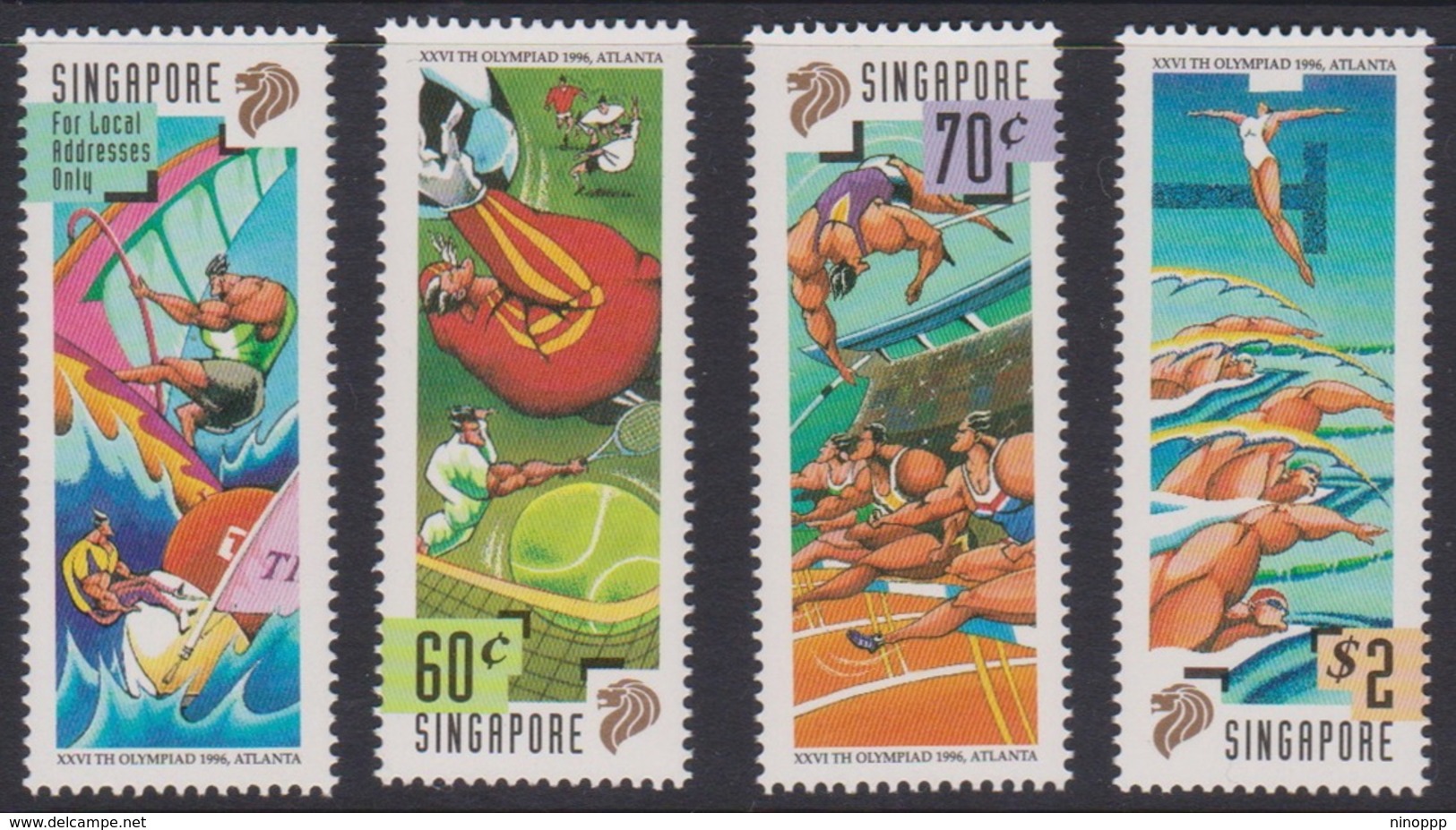 Singapore 841-844 1996 XXV Th Olympic Games Atlanta, Mint Never Hinged - Singapore (1959-...)