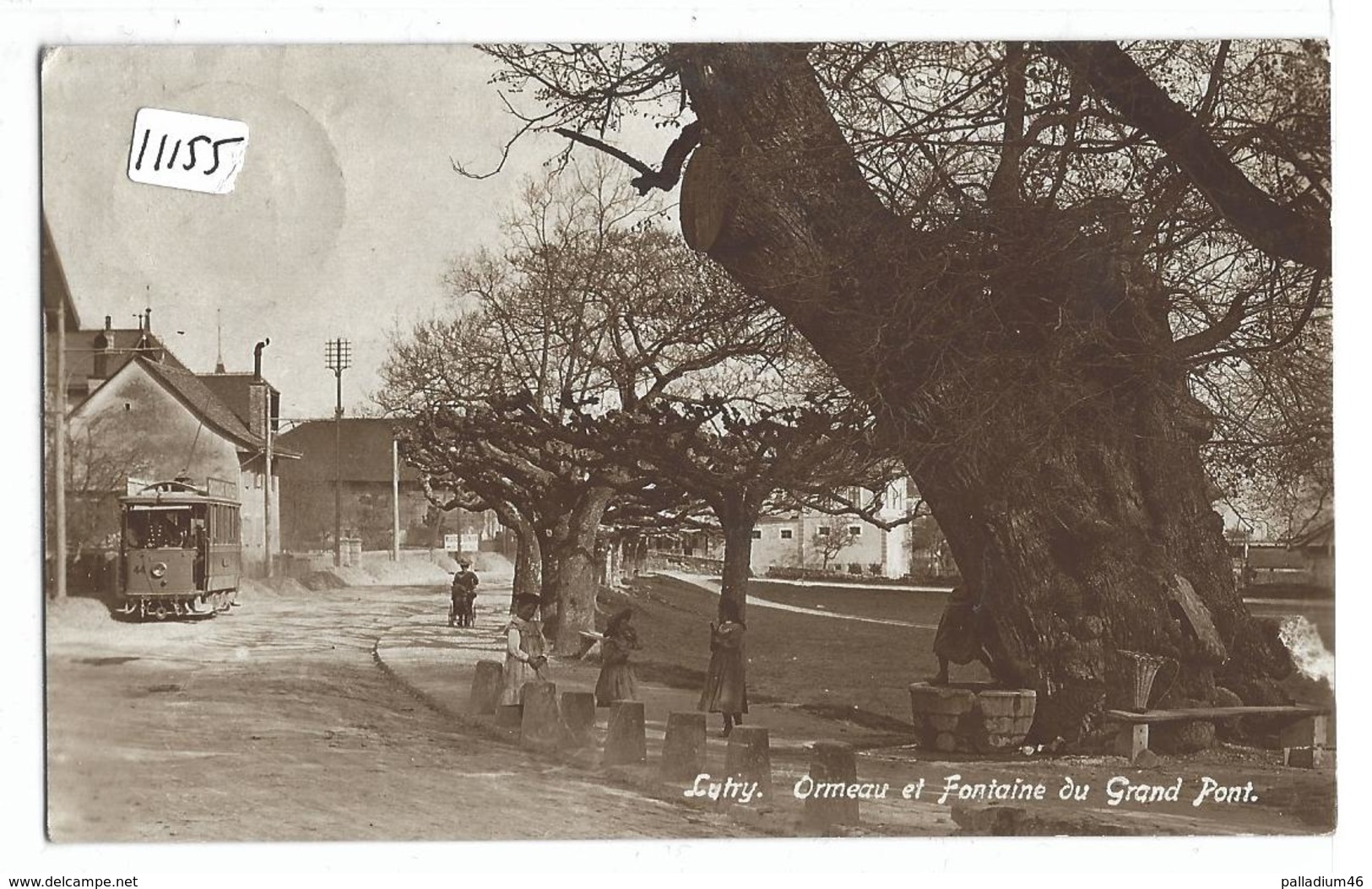 VAUD LUTRY Ormeau Et Fontaine Du Grand Pont  * RARE* TRAM - ENFANTS -Guggenheim Zurich 16411- Circulé Le 27.04.1934 - Lutry