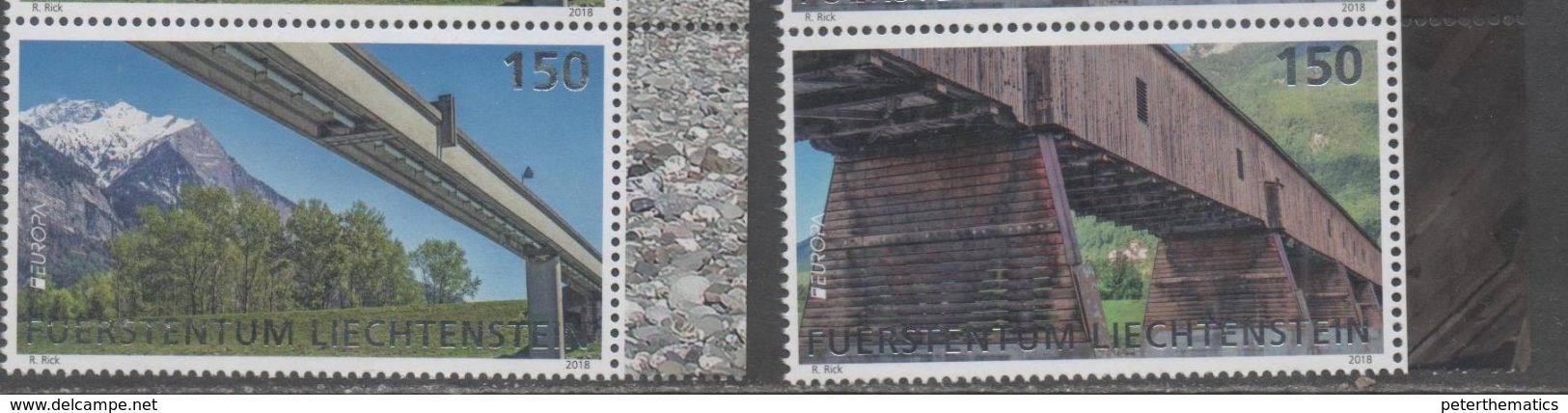 LIECHTENSTEIN, 2018, MNH, EUROPA, BRIDGES, MOUNTAINS, 2v - 2018