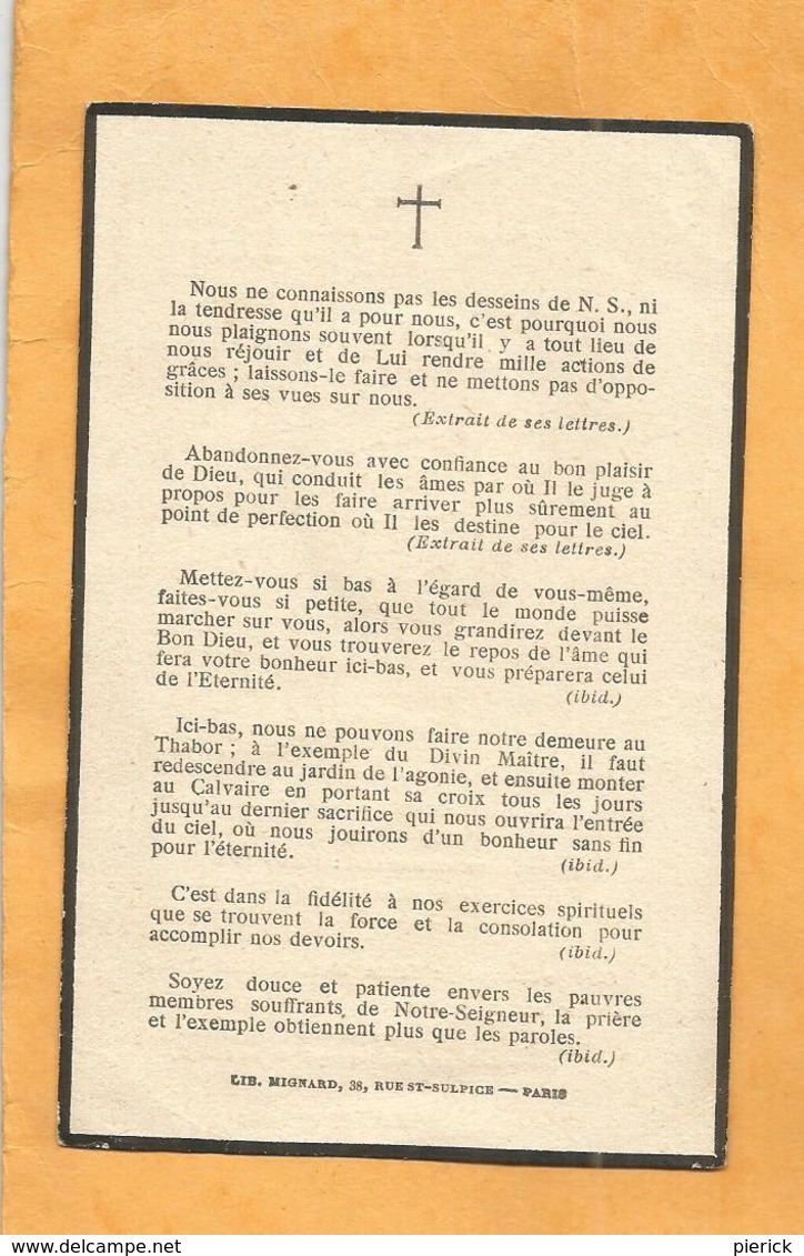 IMAGE GENEALOGIE FAIRE PART AVIS DECES CARTE MORTUAIRE FRANCISCAINE MARIE SAINT SACREMENT SUPERIEURE  1835 1931 - Décès