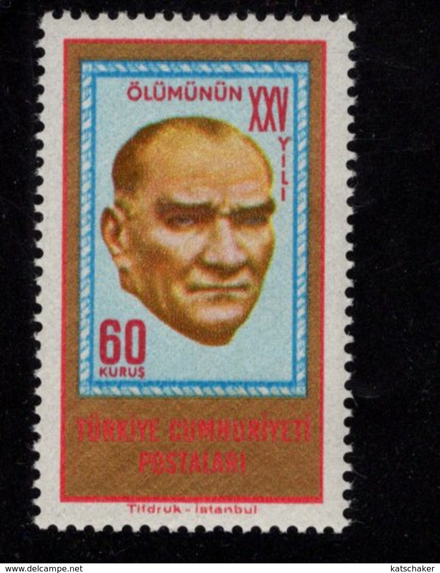 669092641 TURKEY 1963 POSTFRIS MINT NEVER HINGED POSTFRISCH EINWANDFREI SCOTT 1607 1608 ATATURK 25TH DEATH ANNIV - Neufs