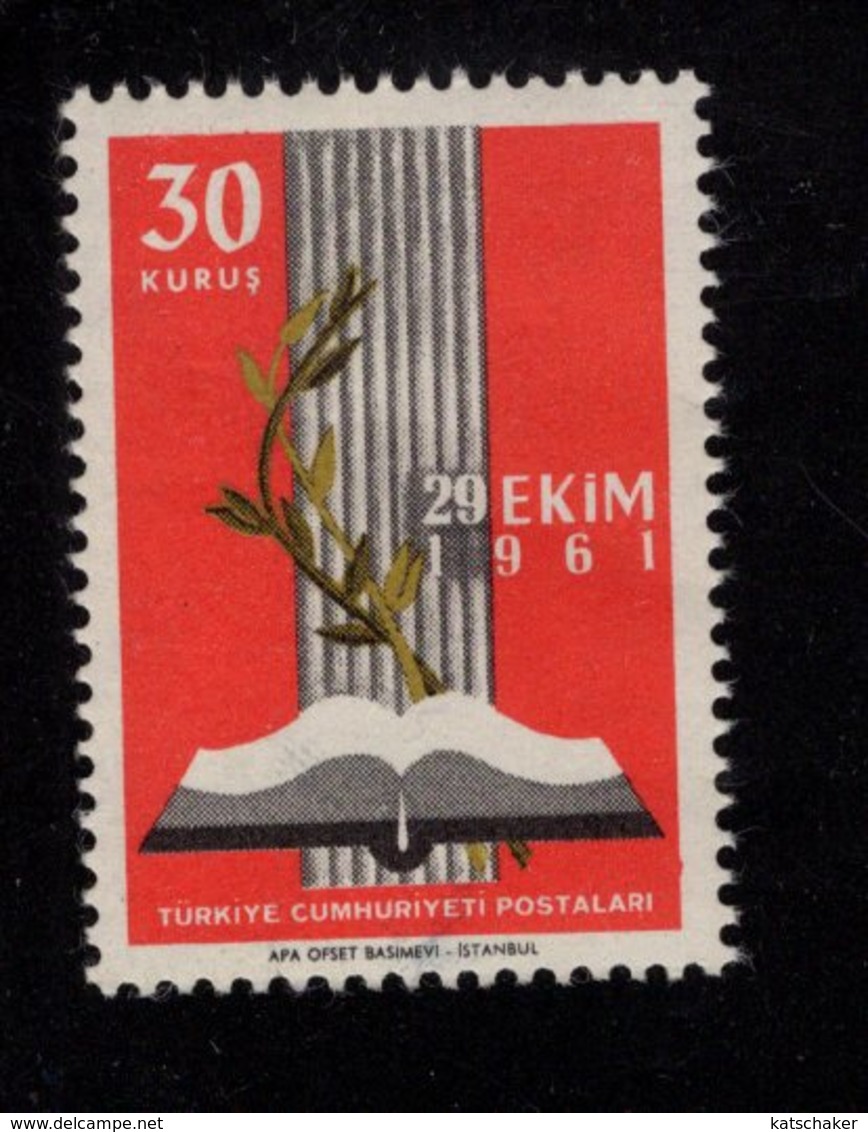 669095113 TURKEY 1961 POSTFRIS MINT NEVER HINGED POSTFRISCH EINWANDFREI SCOTT 1523 1524 OPEN BOOK AND OLIVE BRANCH - Neufs