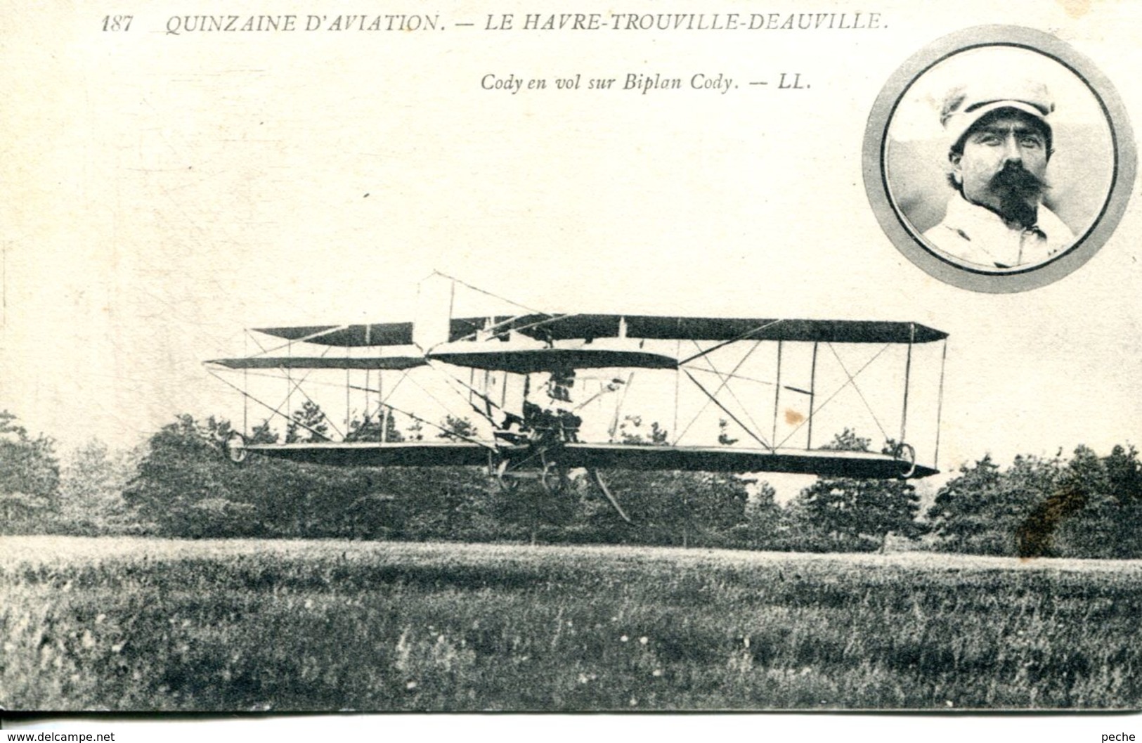 N°66365 -cpa Quinzaine Aviation Le Havre Trouville -Cody Sur Biplan Cody- - Aviateurs