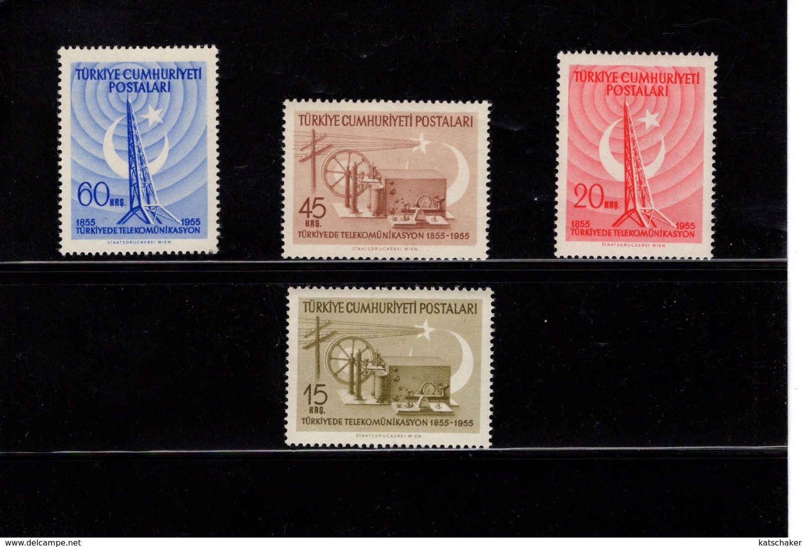 669105082 TURKEY 1955 POSTFRIS MINT NEVER HINGED POSTFRISCH EINWANDFREI SCOTT 1167 1170 TELECOMMUNICATION - Neufs