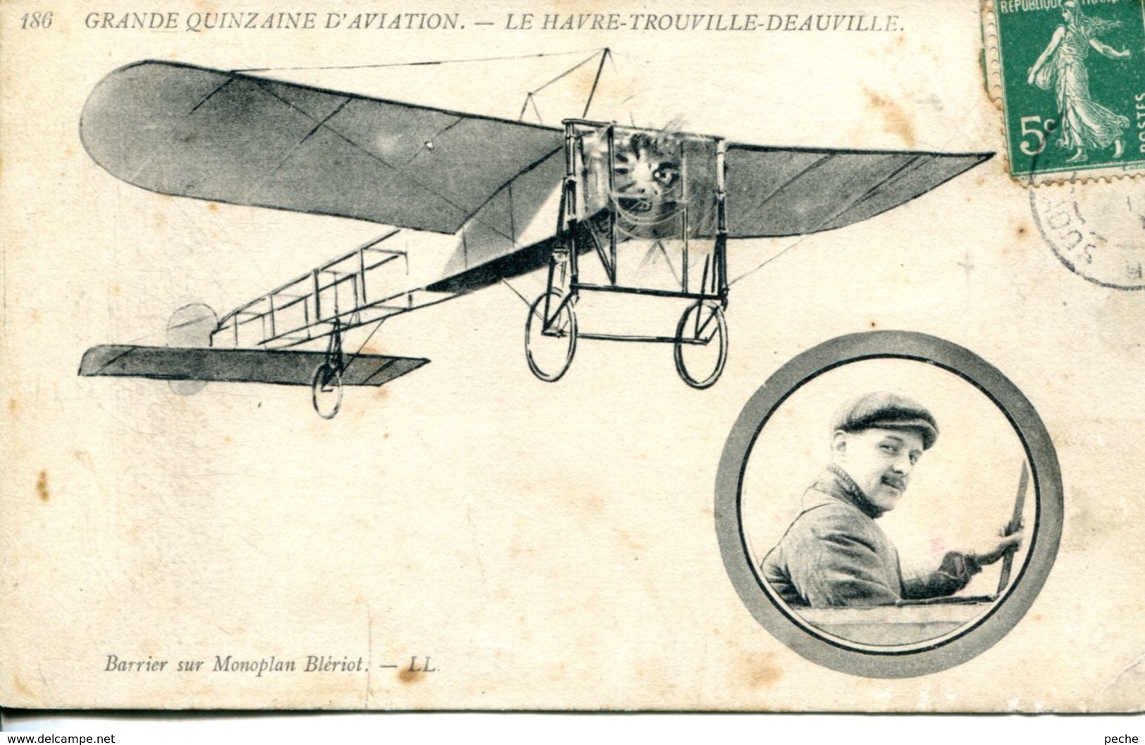 N°66373 -cpa Quinzaine Aviation Le Havre Trouville - Barrier Sur Monoplan Blériot- - Aviateurs