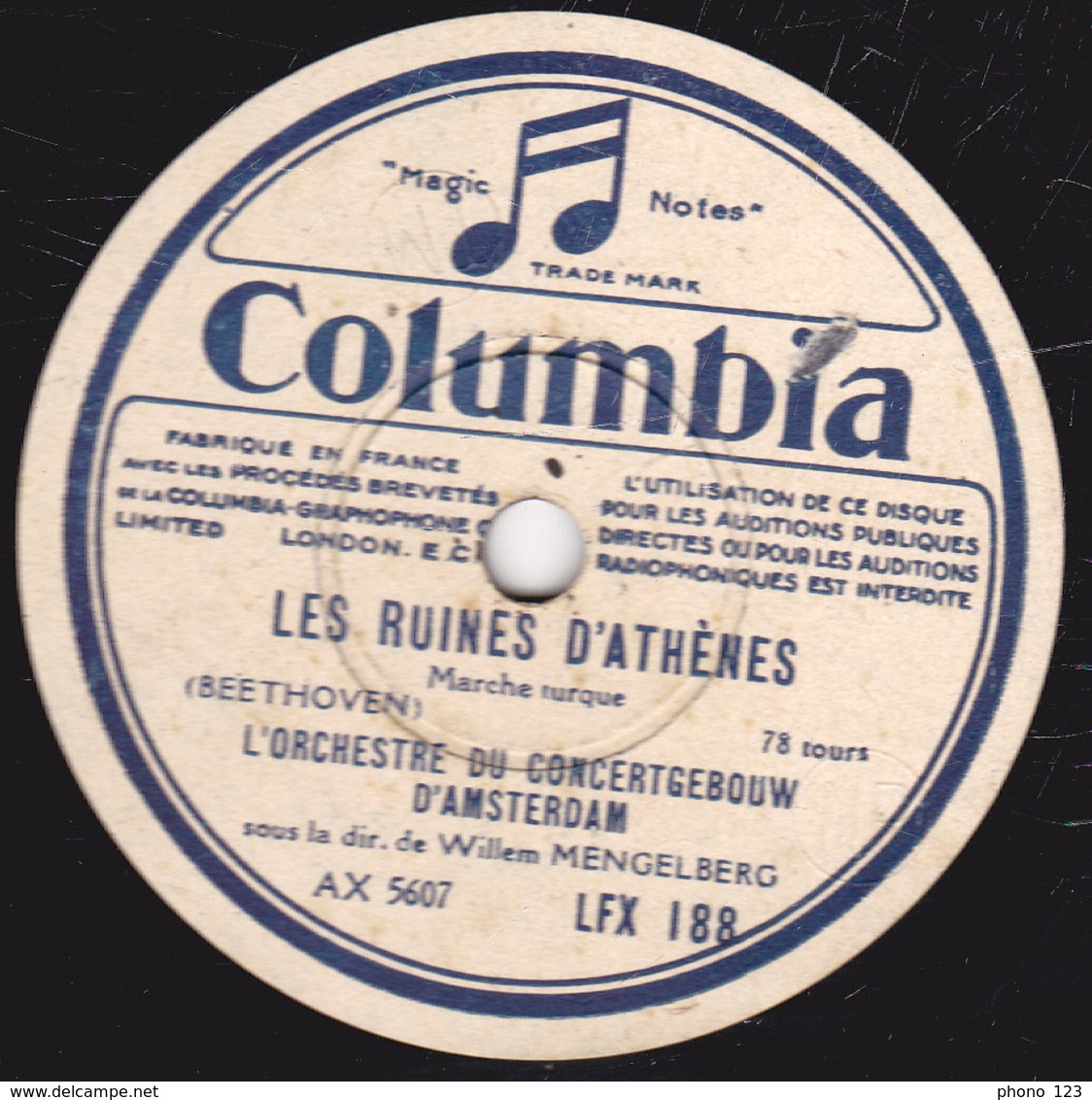 78 Trs - 30 Cm - état TB - LES RUINES D'ATHENES - LEONORE - ORCHESTRE DU CONCERTGEBOUW D'AMSTERDAM - 78 T - Disques Pour Gramophone