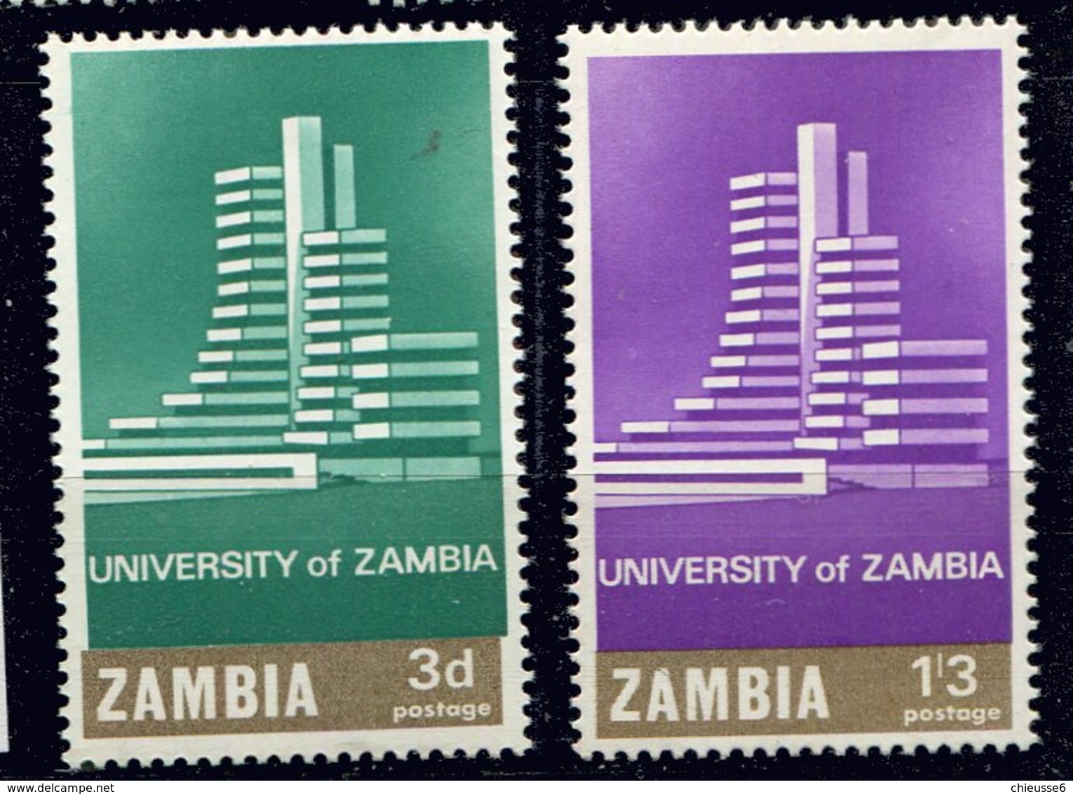 Zambie ** N° 28/29 - Inauguration De L' Université - Zambia (1965-...)