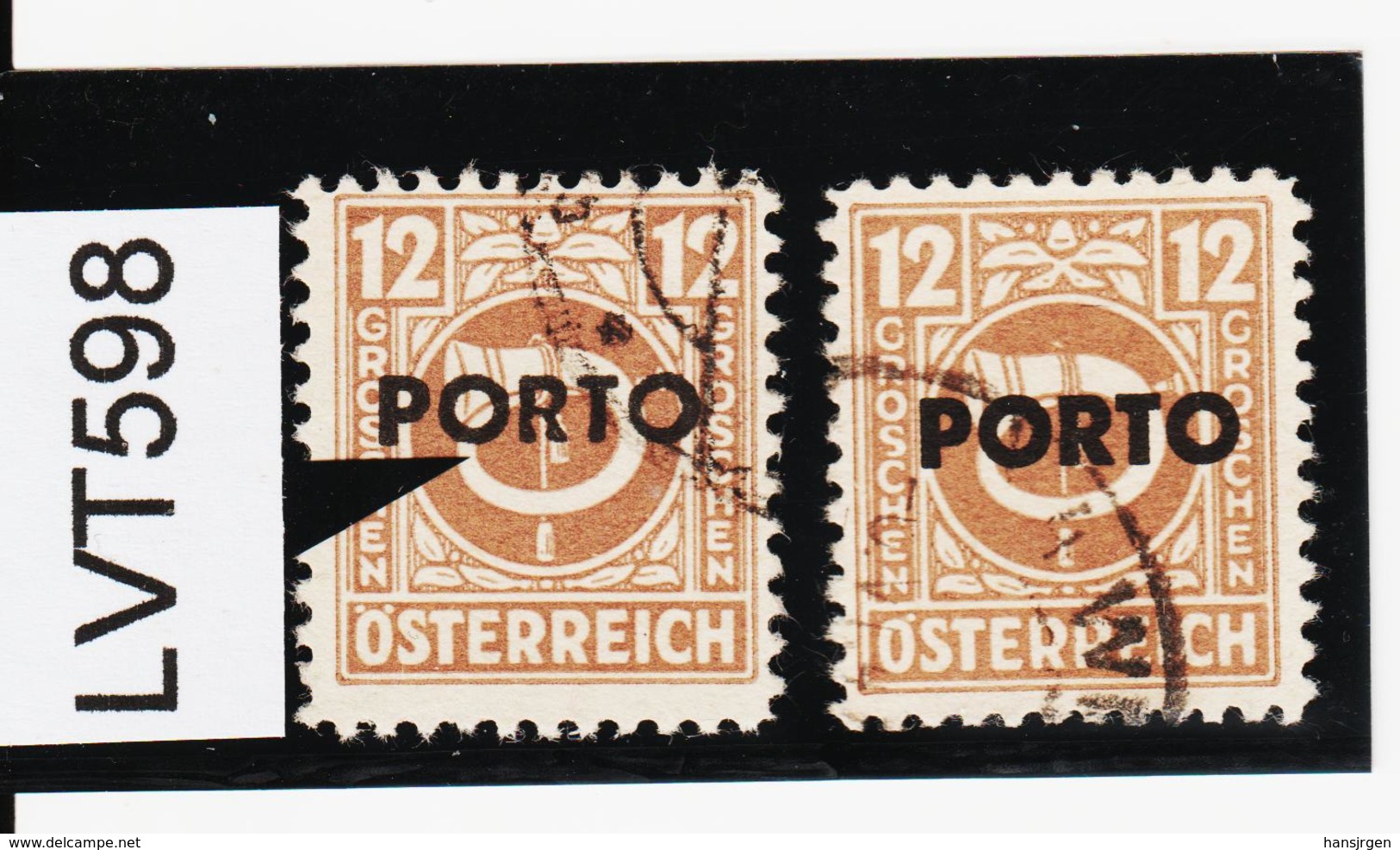 LVT598 ÖSTERREICH 1946 Michl PORTO 194 PLATTENFEHLER "RTO" DÜNN Gestempelt - Abarten & Kuriositäten