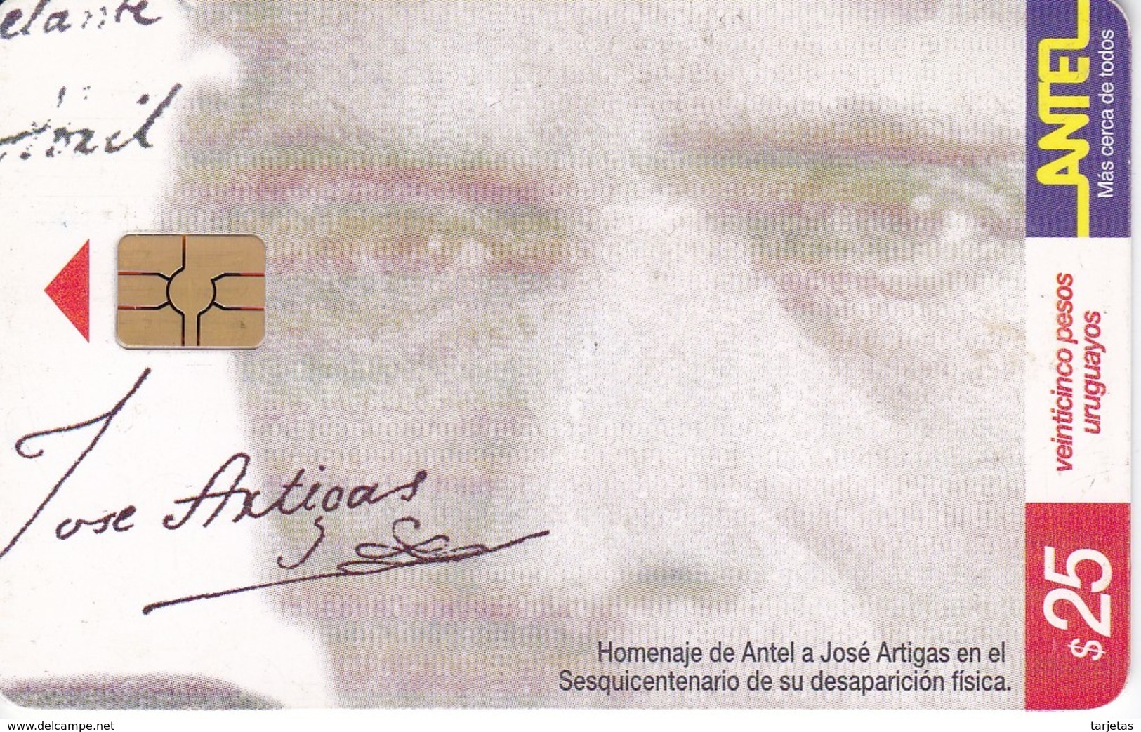 Nº 145 TARJETA DE URUGUAY DE ANTEL DE ARTIGAS - PUZZLE  (CHIP G5 ROJO) - Uruguay