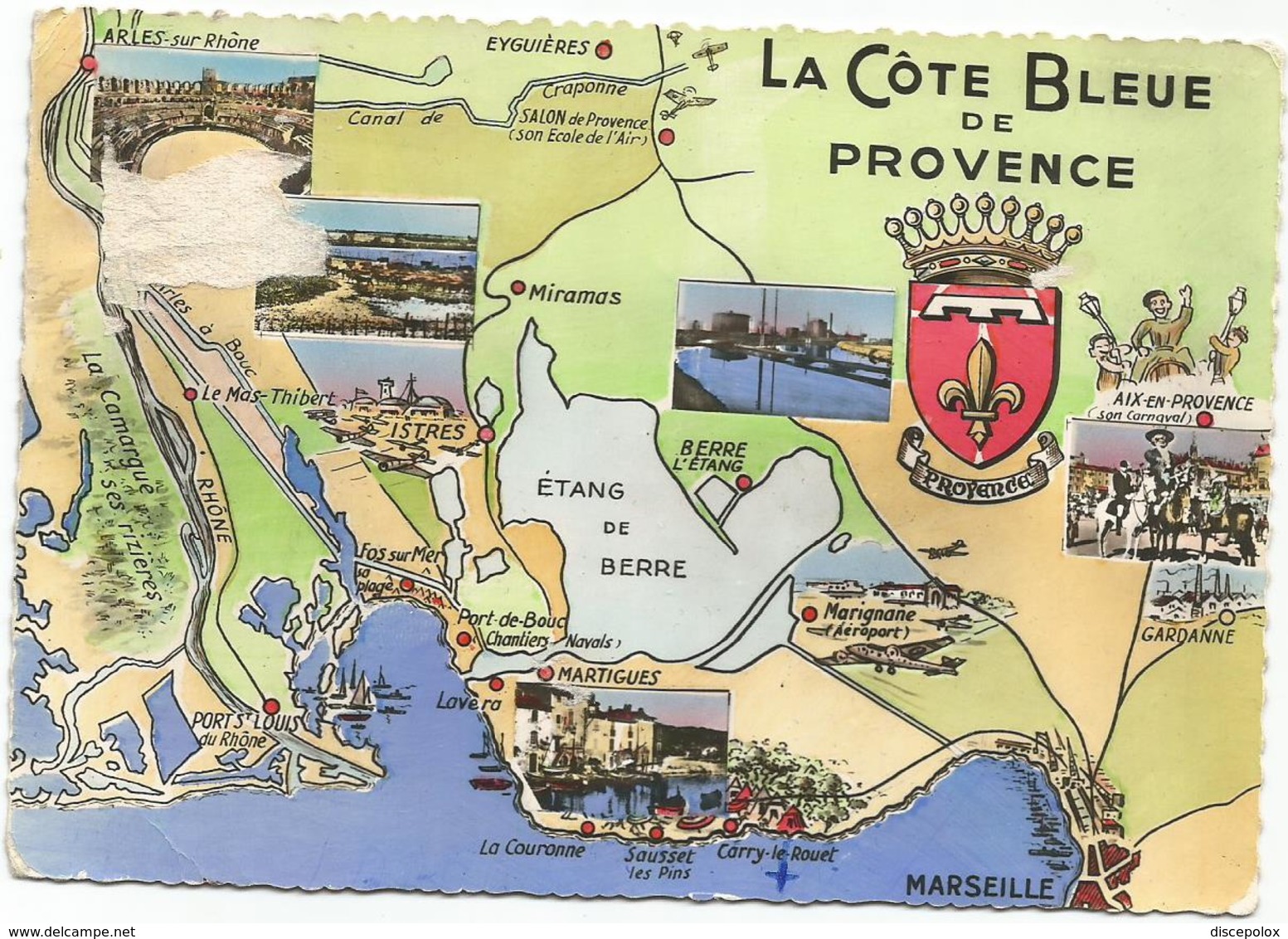 V2903 La Cote Blue De Provence - Carte Geographique Map Carta Geografica / Viaggiata 1957 - Carte Geografiche