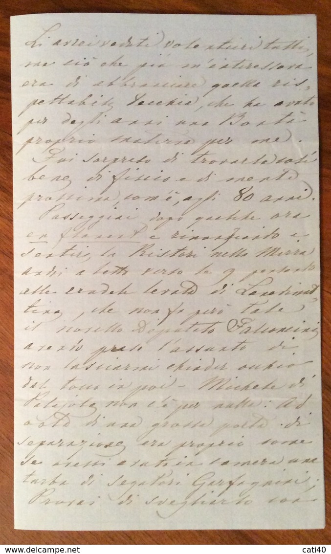 TORINO PARLAMENTO 1860 LUNGA LETTERA ON. ORSETTI ALLA MOGLIE ERSILIA MANSI CON CITAZIONI DI CAVOUR,GARIBALDI....v.note - Documenti Storici