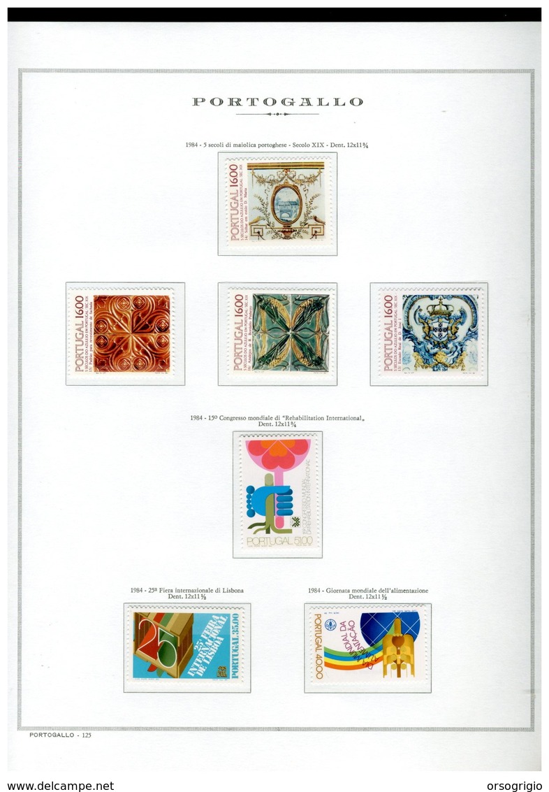 PORTOGALLO PORTUGAL - ANNATA COMPLETA NUOVI - COMPLETE YEAR MNH - 1984 - Ganze Jahrgänge