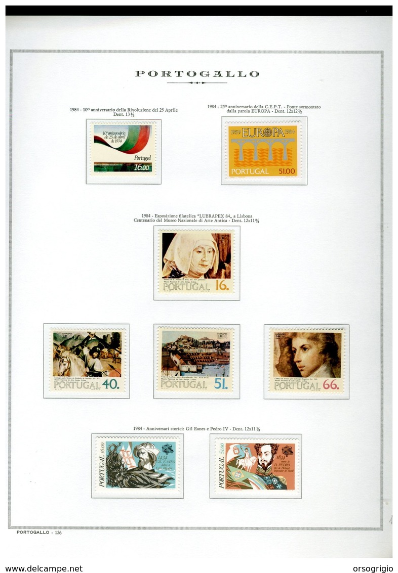 PORTOGALLO PORTUGAL - ANNATA COMPLETA NUOVI - COMPLETE YEAR MNH - 1984 - Années Complètes