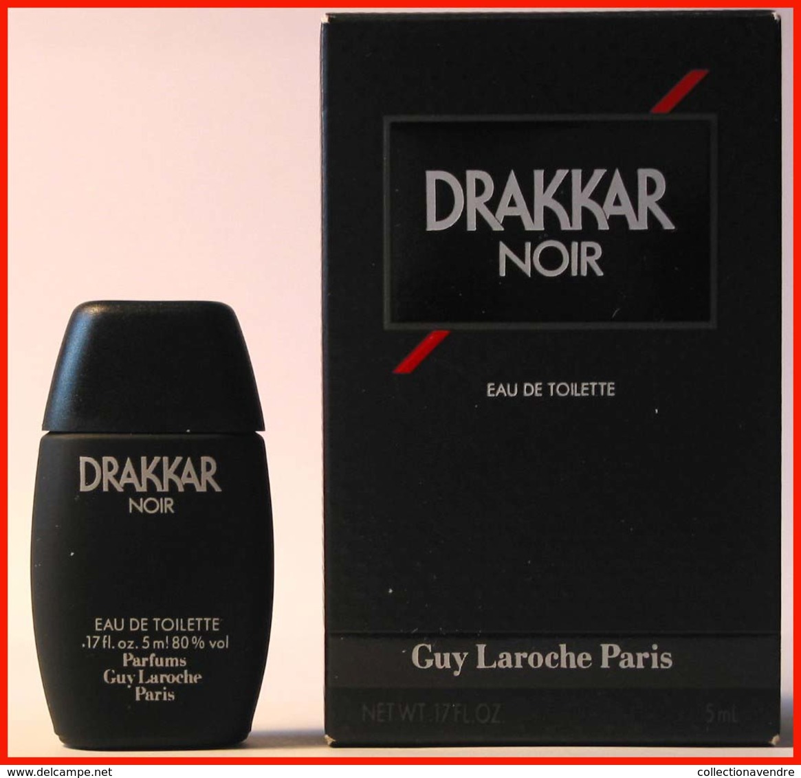 GUY LAROCHE : Drakkar Noir, Eau De Toilette 5 Ml. Version 1982, Parfait état - Miniatures Hommes (avec Boite)