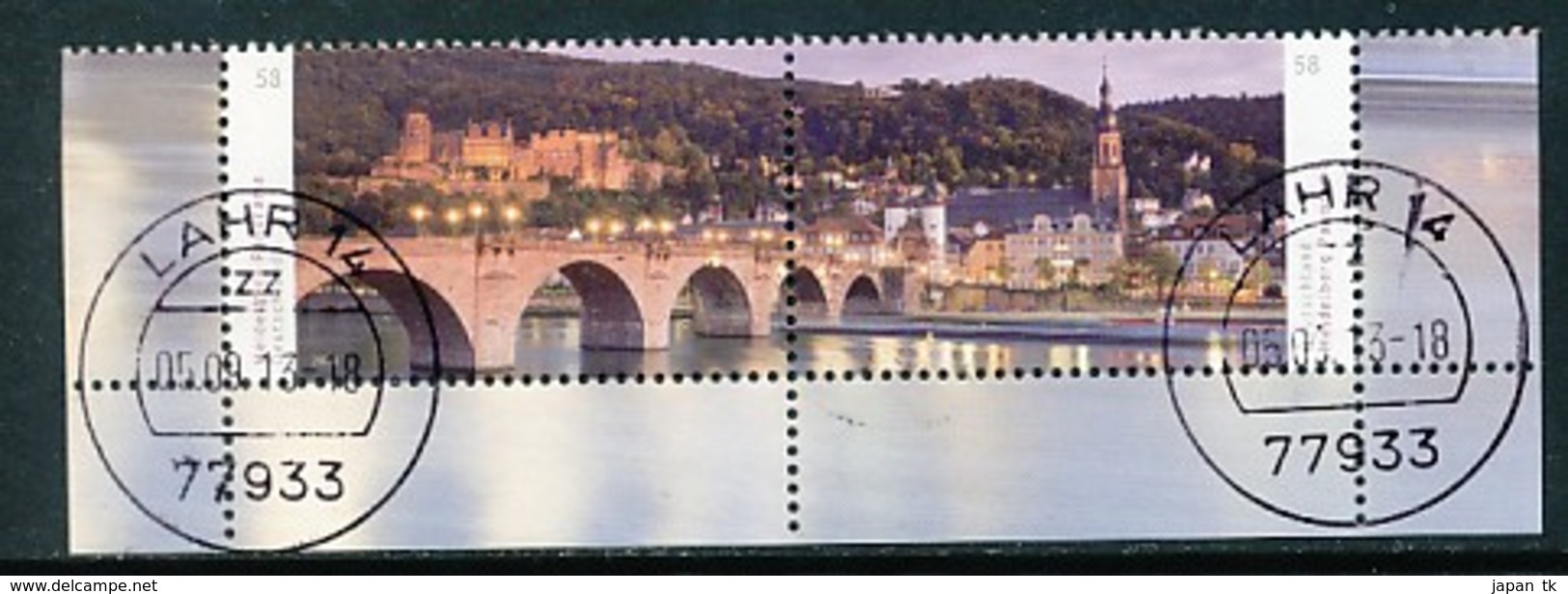 GERMANY Mi.Nr. 3028-3029 Stadtansicht Von Heidelberg Mit Alter Brücke über Den Neckar - Eckrand Unten Rechts - Used - Oblitérés