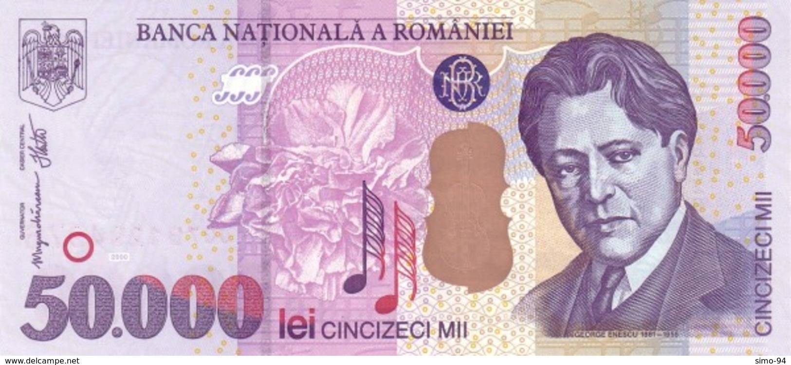 Romania P.109A  50000 Lei  2000 Unc - Romania