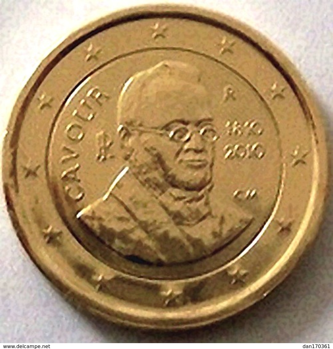 ITALIE 2010 - 2 EUROS COMMEMORATIVE - CONTE DE CAVOUR - PLAQUE OR - Italie