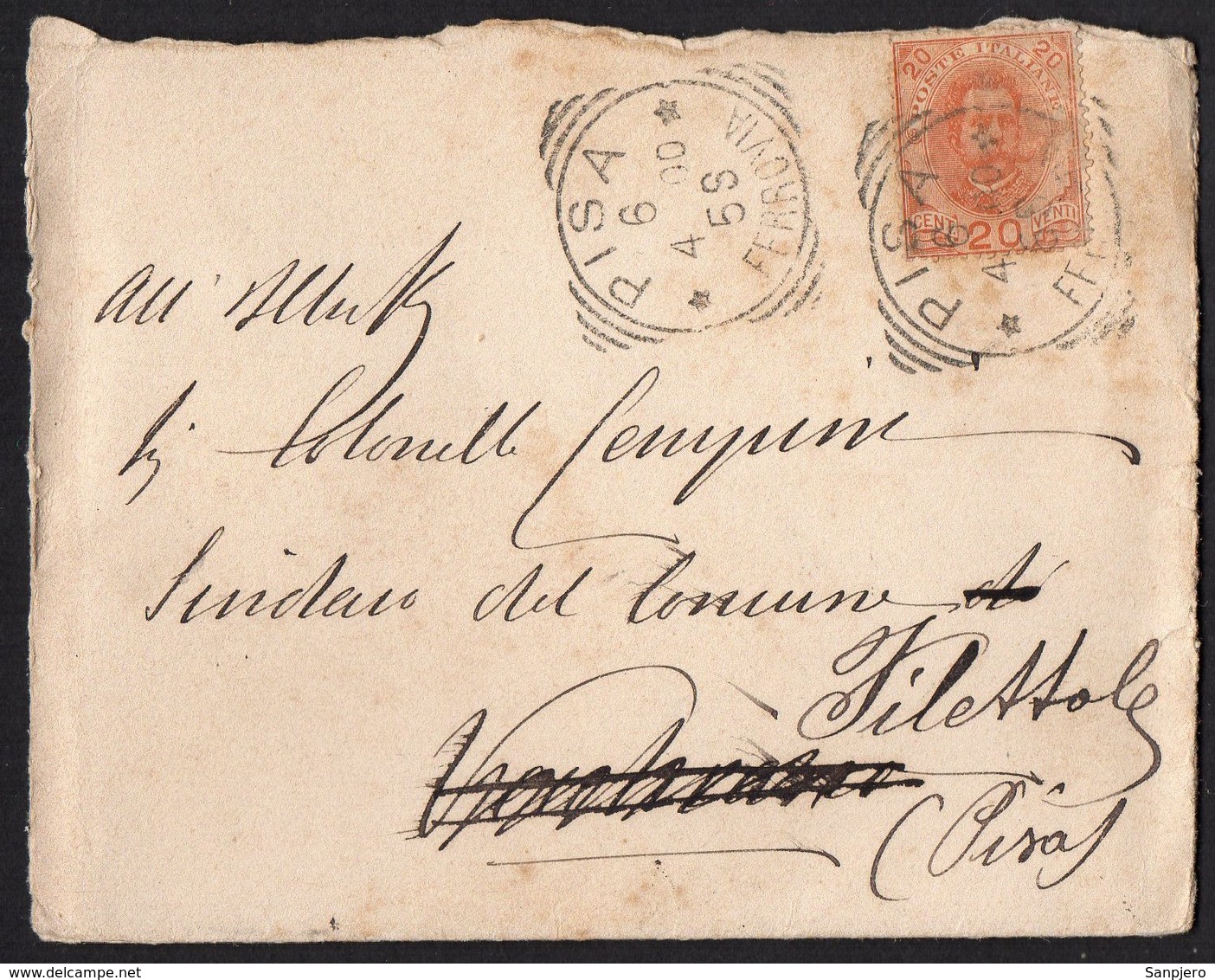 ITALY KINGDOM ITALIA REGNO 1900. FERROVIA PISA MIGLIARINO FILETTOLE LETTERA COVER - Andere & Zonder Classificatie