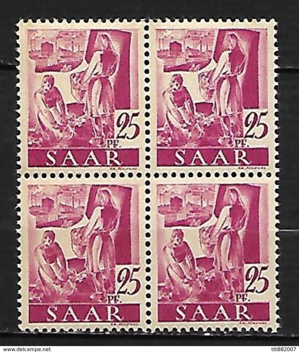 SARRE   -   1947 .  Y&T  N° 206 **  En  BLOC De 4 . - Collections, Lots & Séries