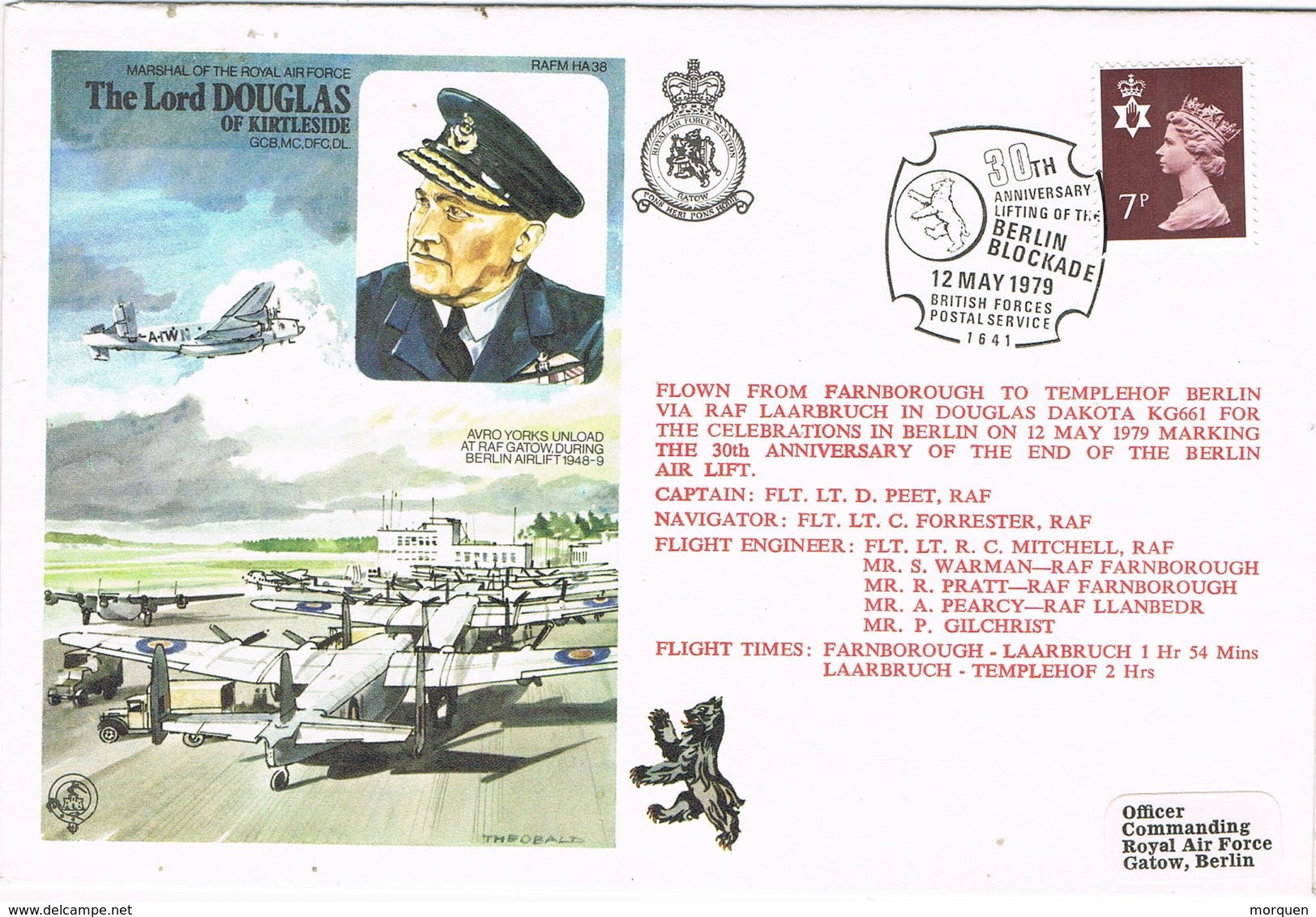 30508. Carta Flown Flight British Forces BERLIN BLOCKADE 1979, Postal Service. Lord Douglas - Covers & Documents